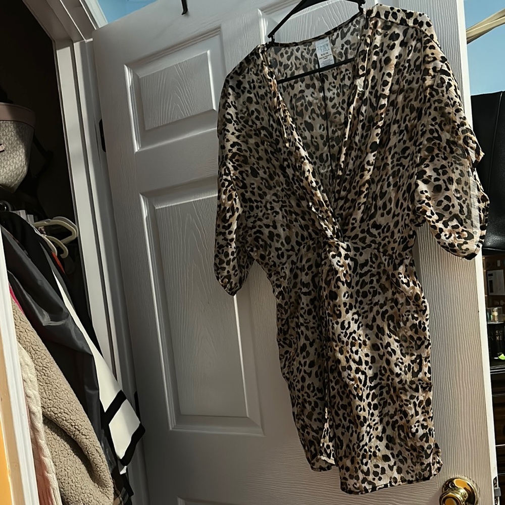 Time and Tru Leopard Print Swim Coverup